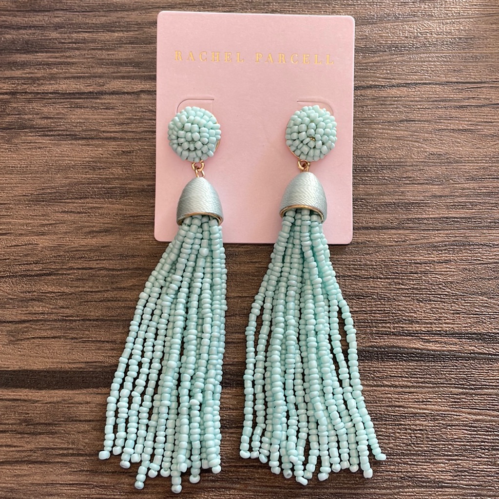 Rachel Parcell Beaded Blue Dangle Earrings